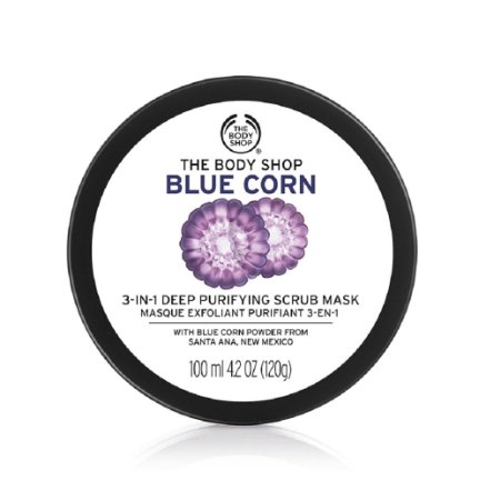 The Body Shop Blue Corn 3 in 1 Deep Cleansing Scrub Mask, 4.2-Fluid Ounce