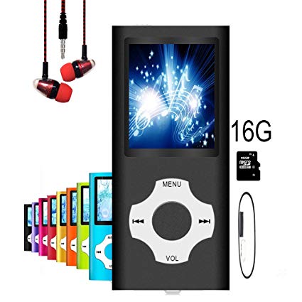 MP3 Player/MP4 Player, Hotechs MP3 Music Player with 16GB Memory SD card Slim Classic Digital LCD 1.82'' Screen MINI USB Port with FM Radio, Voice record