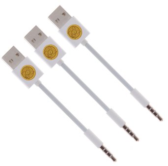 USB Power Charger Sync Data Transfer Cable for Apple iPod Shuffles 3rd, 4th & 5th Generation - USB to 3.5mm Jack -3pack (white white white)