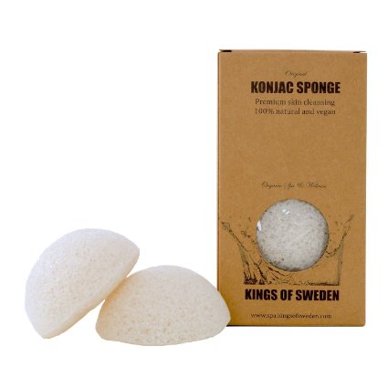 Kings of Sweden Natural Konjac Sponge / Economical Pack of 2 Facial Cleansing Sponges for all skin types - 100% Natural, vegan, sustainable, fully biodegradable