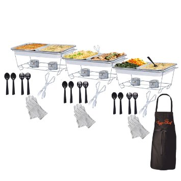 Tiger Chef Full Size Disposable Wire Chafer Stand Kit, Set Includes White Waitress Gloves, White, 40 Piece