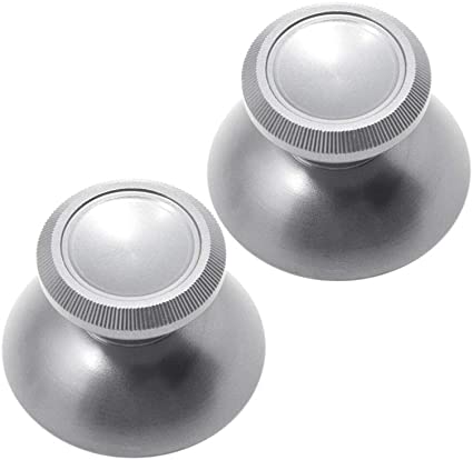 TOMSIN Metal Thumbsticks for Xbox One/ PS4 Controllers, Aluminum Analog Grip Replacement Parts for Xbox One S (2-Pack) (Silver)