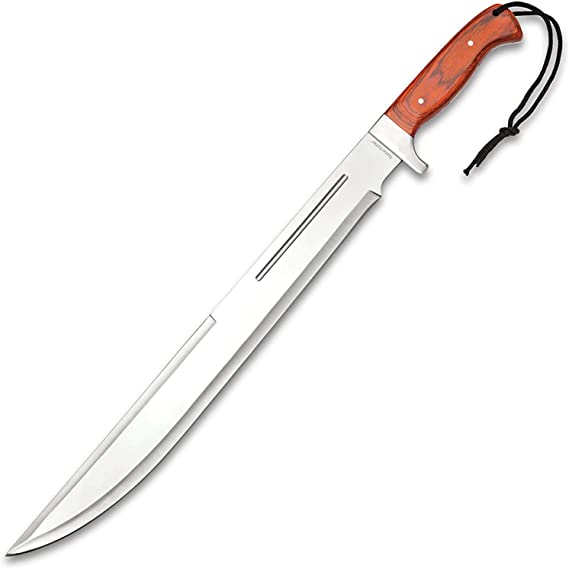 Timber Rattler Full-Tang Jungle Beast Machete - Stainless Steel Blade, Wooden Handle, Lanyard Cord - Length 25"