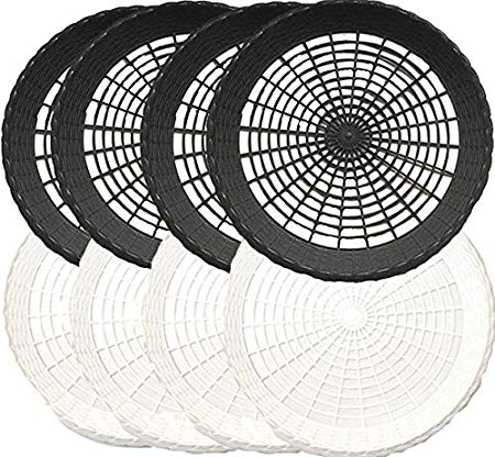 Budays Mart 9" Reusable Plastic Paper Plate Holders | Set of 8 | Black-4 pcs And White -4 pcs