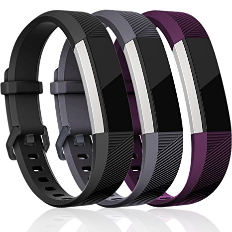 Maledan Replacement Accessories Bands (3 Pack) for Fitbit Alta and Alta HR with Stainless Steel Buckle