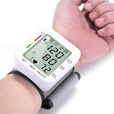 Blood Pressure Monitor Fully Automatic Accurate Wrist Blood Pressure Monitor 180 Reading Memory with Large LCD Display&Adjustable Cuff for Home Use