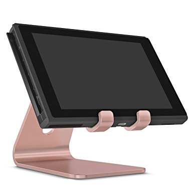 OMOTON Nintendo Switch Stand, Advanced 4mm Thickness Aluminum Stand Holder for Nintendo Switch, Rose Gold