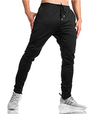 WOTHONPIS Mens Jogger Pants with Pockets Zipper Ankle Elastic Waist Athletic Gym Workout Sweatpants for Men