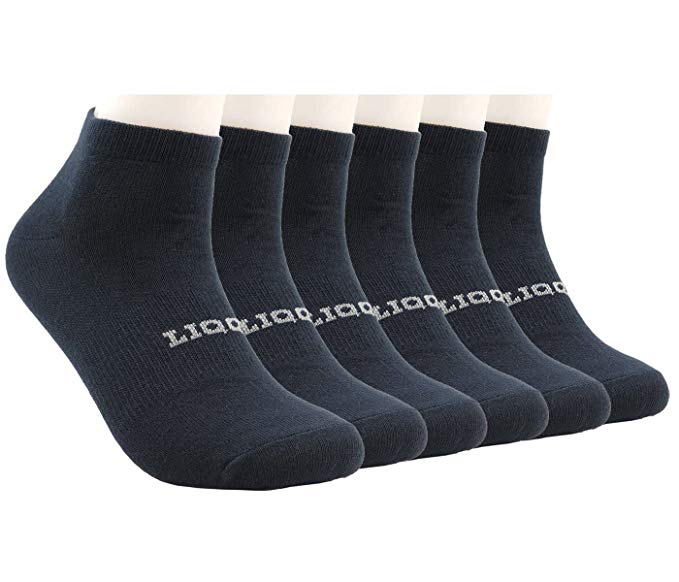 Liqqy Unisex Women's Comfort Low Cut Ankle Quarter Socks with Arch Support 6 Pack