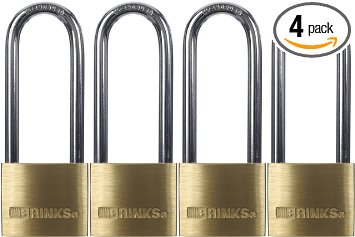 Brinks 161-42401 1-916-Inch 40mm Solid Brass Padlock with 25-Inch Shackle 4-Pack