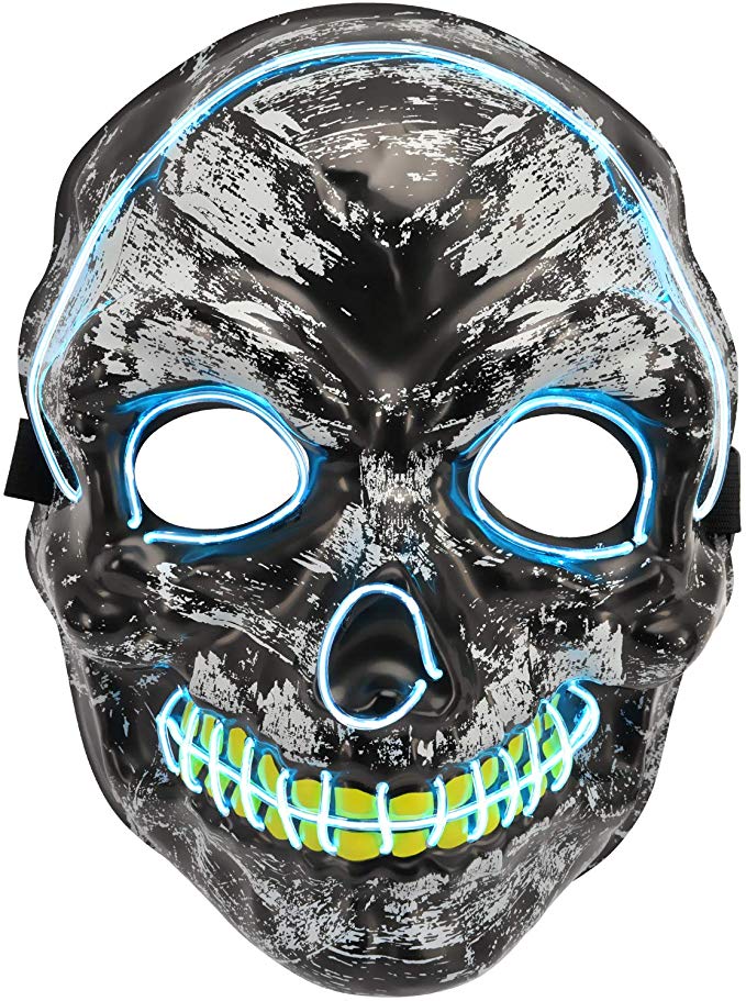 Ylovetoys Halloween Mask LED Light Up Skull Mask for Festival Novelty and Creepy Cosplay Costume with 3 Modes
