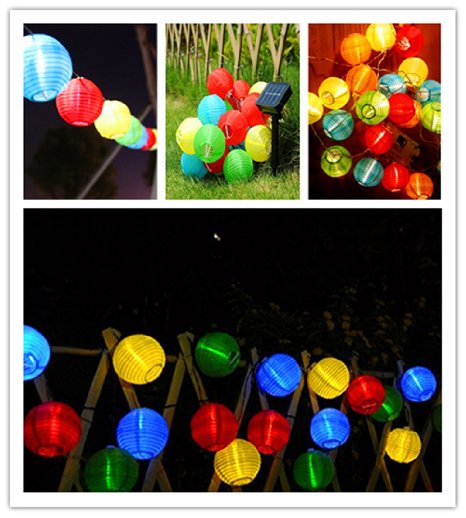 TLT Solar Powered 20 LED Mini Oriental Style Lantern String Lights (Multicolor), Great for Patio, Lawn, Pathway, Garden LED010
