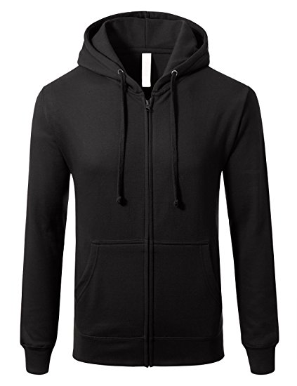 JD Apparel Men's Triblend Hipster Fleece Full Zip Up With Kanga Pocket Hoodies