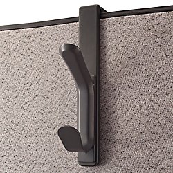 Office Depot Cubicle Coat Hook, 1 3/10in.H x 4 7/10in.W x 7 7/8in.D, 100% Recycled, Charcoal, 10449