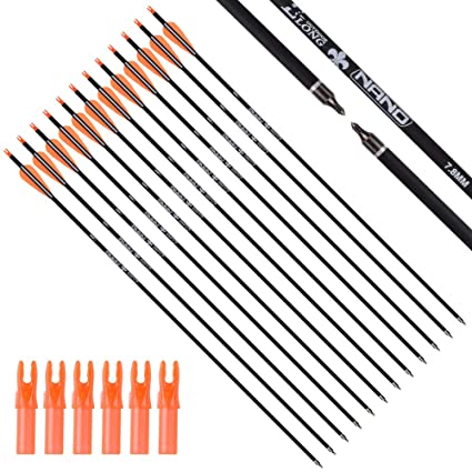 Carbon Arrow Practice Hunting Arrows with Removable Tips for Archery Compound & Recurve & Traditional Bow (Pack of 12)