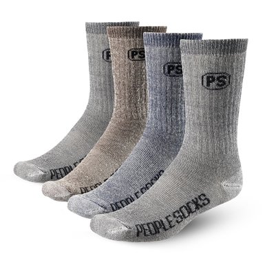4 Pairs 71% Merino Wool Hiking Trekking Crew Socks Made in USA People Socks