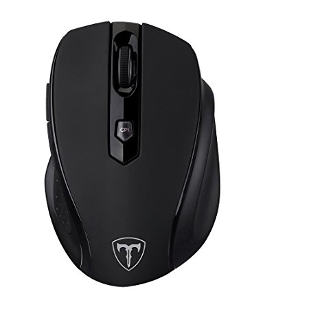 OMorc 2.4GHz Wireless Optical Mouse with Nano Receiver,6 Buttons, 15 Months Battery Life, 5 DPI Adjustable Levels (Black)