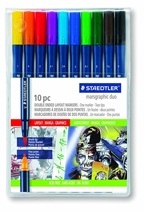 Staedtler Marsgraphic Duo Brush Markers, 3000WP10