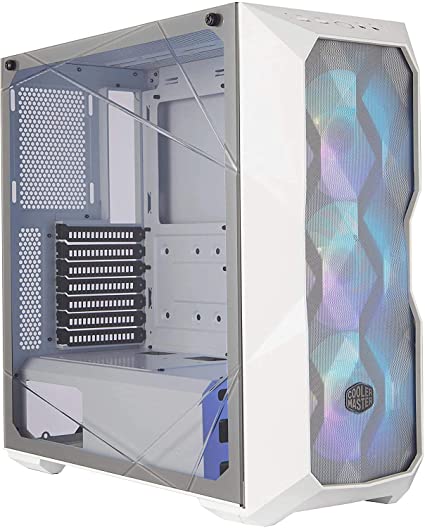 Cooler Master MasterBox TD500 Mesh - ARGB PC Case with Tessellated Mesh, 3 x 120mm Pre-Installed Fans, Crystalline Glass Side Panel, Flexible Air Flow Configurations - White