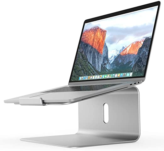 MROCO Laptop Stand, Aluminum Cooling Laptop Riser Computer Stand for Desk, Laptop Desk Compatible with MacBook Pro/Air, Surface Laptop and Laptops from 11 to 17", Sleek and Sturdy Laptop Mount, Sliver