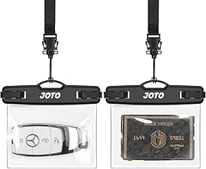 [2 Pack] JOTO Waterproof Car Key FOB Case, Keys Holder Pouch Small Dry Bag for Surfing, Honda Toyota Nissan Tesla Ford Key Cover for Credit ID Card Cash Coins Badge Water Sports with Keychain -Clear