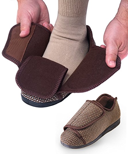 Mens Extra Extra Wide Slippers - Swollen Feet - VELCRO brand Diabetic & Edema