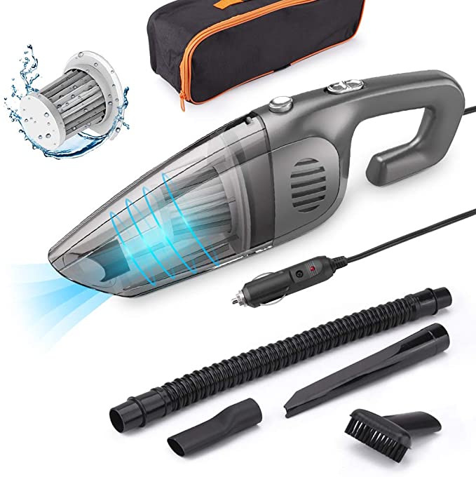 Car Vacuum,CCJK Corded Handheld Car Vacuum Cleaner,7000Pa Powerful Suction DC 12V 120W Auto Portable Vacuum with 16.4ft Power Cord,Wet and Dry for Car Interior Cleaning (Gary)
