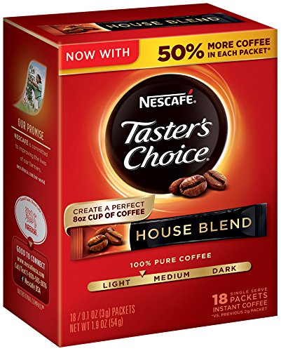 Nescafe Taster's Choice 18 Piece House Blend Instant Coffee Single Serve Sticks, 1.9 oz