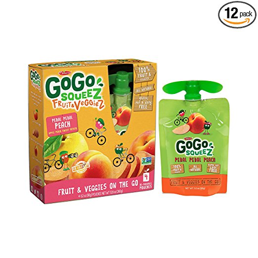 GoGo SqueeZ Fruit & VeggieZ on the Go, Apple Peach Sweet Potato, 3.2 Ounce Portable BPA-Free Pouches, Gluten-Free, 48 Total Pouches (12 Boxes with 4 Pouches Each)