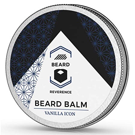 Vanilla Beard Balm enhanced with Organic Tea Tree & Argan & Jojoba Oils – All Natural Vanilla Scent Beard Butter – Leave-in Conditioner to Shape, Style, Soften & Condition Beards and Mustaches