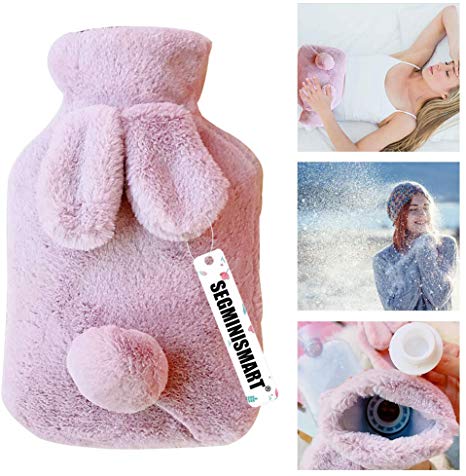 Hot Water Bag,Rabbit Hot Water Bottles with Fleece Covers for Pain Relief