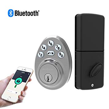 Signstek Bluetooth Keypad Deadbolt Lock with APP, Password and Mechanical Keys,Satin Nickel