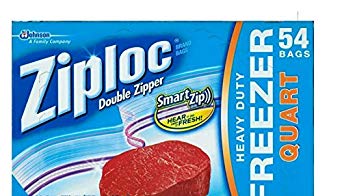 Ziploc Heavy Duty Freezer Quart 54 Bags 17.7cm x 18.8cm