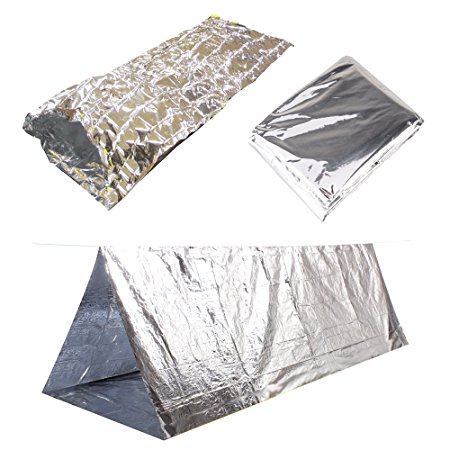 Emergency Thermal Outdoor Survival Camping Kit - Blanket, Tent, Sleeping Bag