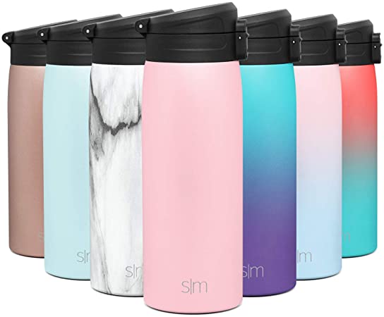 Simple Modern 16oz Kona Travel Mug Tumbler w/Flip Lid - Thermos Coffee Cup Vacuum Insulated Camping Flask with Lid 18/8 Stainless Steel Hydro -Blush