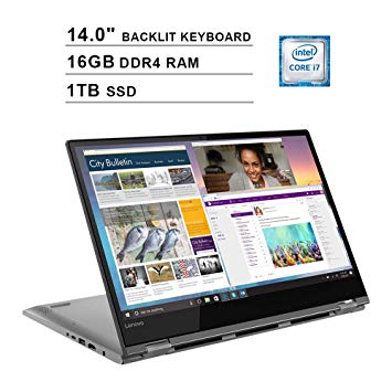 Lenovo 2019 Flex 6 14-Inch FHD 1080P 2-in-1 Touchscreen Business Laptop, Intel 4-Core i7-8550U up to 4.0GHz, Intel UHD 620, 16GB DDR4 RAM, 1TB SSD, WiFi, Bluetooth, Backlit KB, FP Reader, Win10