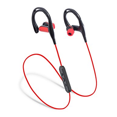 Laud Sports Wireless Headphones, Sweatproof In-Ear Bluetooth Earphones 6 Hours Play-time Stereo with Mic (Red/Black)