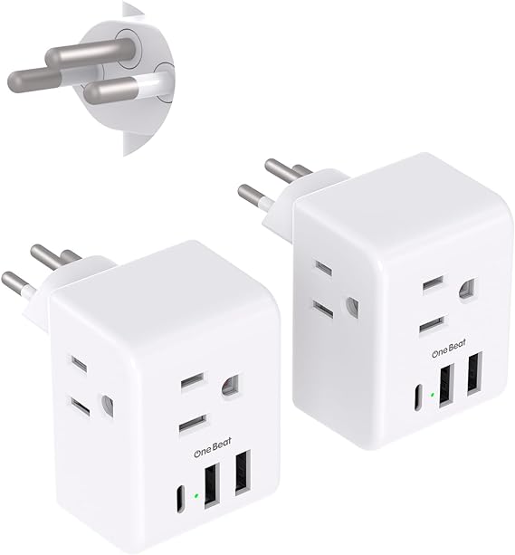 2 Pack Switzerland Travel Plug Adapter, Swiss Outlet Adapter with 3 Outlets 3 USB Charging Ports(1 USB C), Type J Power Adapter, Travel Essentials US to Switzerland, Rwanda, Liechtenstein