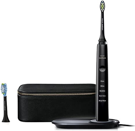 Philips Sonicare HX9393/90 Black DiamondClean Sonic Toothbrush with Dynamic Fluid Cleaning Action, 5 Brushing Modes, Quadpacer, Smartimer and Wireless Charging Pad