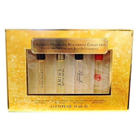 Coty Celebrity Fragrances Rollerball Collection 4 Piece Gift Set for Women, 0.34 Ounce