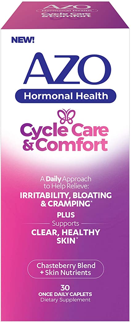 AZO® Cycle Care & Comfort | Supports Clear and Healthy Skin* | Supports Cycle Related Acne* | Helps Relieve Bloating, Irritability and Cramping* | PMS and Hormonal Health Support* | 30 CT