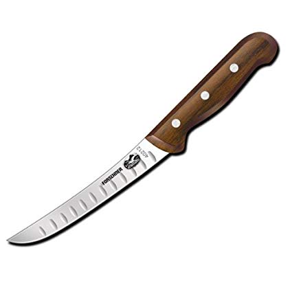 Victorinox Boning, 6" Curved, Extra-Wide, Stiff Granton Blade, Rosewood Handle