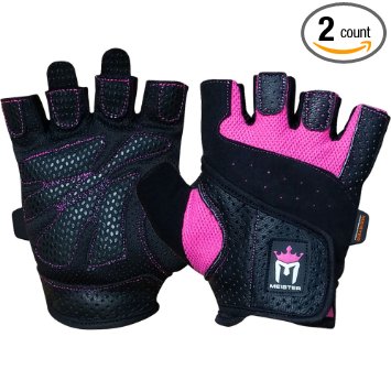 Meister Women's Fit Grip Weight Lifting Gloves w/ Washable Amara Leather