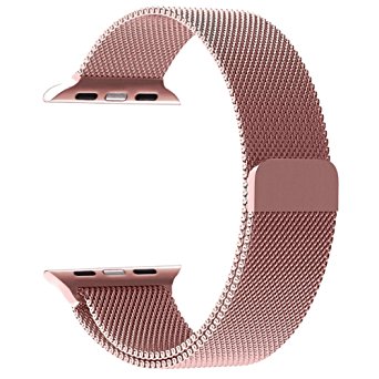 Apple Watch Band 38mm, KYISGOS Magnetic Closure Clasp Milanese Mesh Loop Stainless Steel Replacement iWatch Band for Apple Watch Series 2, Series 1, Rose Gold