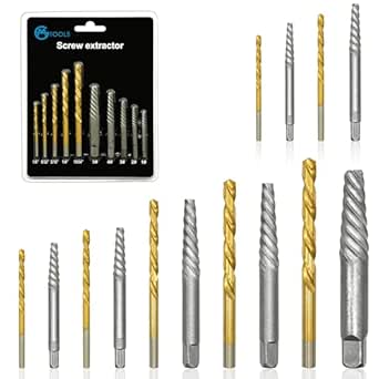 14Pcs Screw Extractor Set, Left Hand Drill Bit and Bolt Extractor Kit Easy to Remove Stripped Broken Damaged Screw Bolt and Nut Out, Reverse Drill Bit Extractor Set