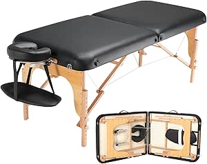 VEVOR Professional Wide Massage Table 30" W, Heavy Duty Folding Massage Table, 8-Level Height Adjustable Facial Salon Tattoo Bed, Portable Spa Table with Headrest, Hand Pallet & Carrying Bag, 750LBS