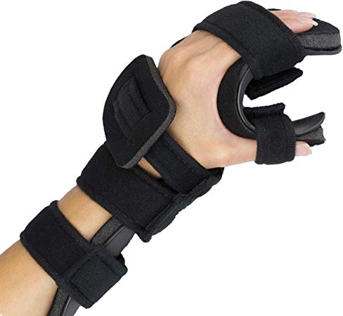 Stroke Hand Splint- Soft Resting Hand Splint for Flexion Contractures, Comfortably Stretch and Rest Hands for Long Term Ease with Functional Hand Splint, an American Heritage Industries (Left, Large)