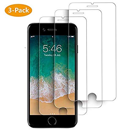(3 Pack) Screen Protector Compatible with iPhone 8/7 /6s/6[Force Touch Compatible] [Tempered Glass] [Bubble Free] [HD Transparent Shield]