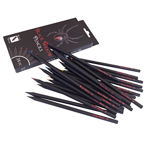 Black Widow™ Coloring Pencils for Adults, the Best Color Pencil Set for Adult Coloring Books, A Quality 24 Piece Blackwood Drawing Kit Available to Use on Your Secret Garden Coloring Book.