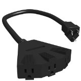 Stanley 30669 Pro Block 2 Grounded 3-Outlet Outdoor Extension Cord 2-Feet Black